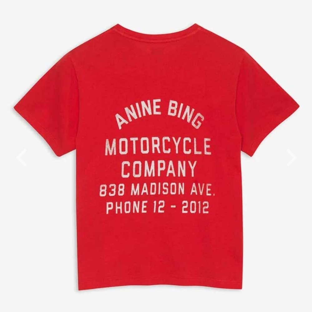 Annie Bing red motorcycle club tee